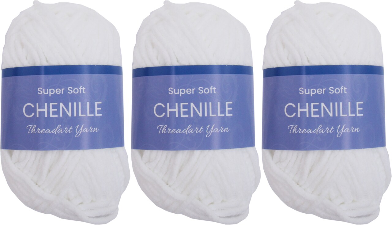 ThreadArt #5 Chenille Yarn for Crocheting, Knitting, Amigurumi, Super Soft Plush Velvet Yarn - 50 Gram 60 yds Fluffy Yarn Skeins